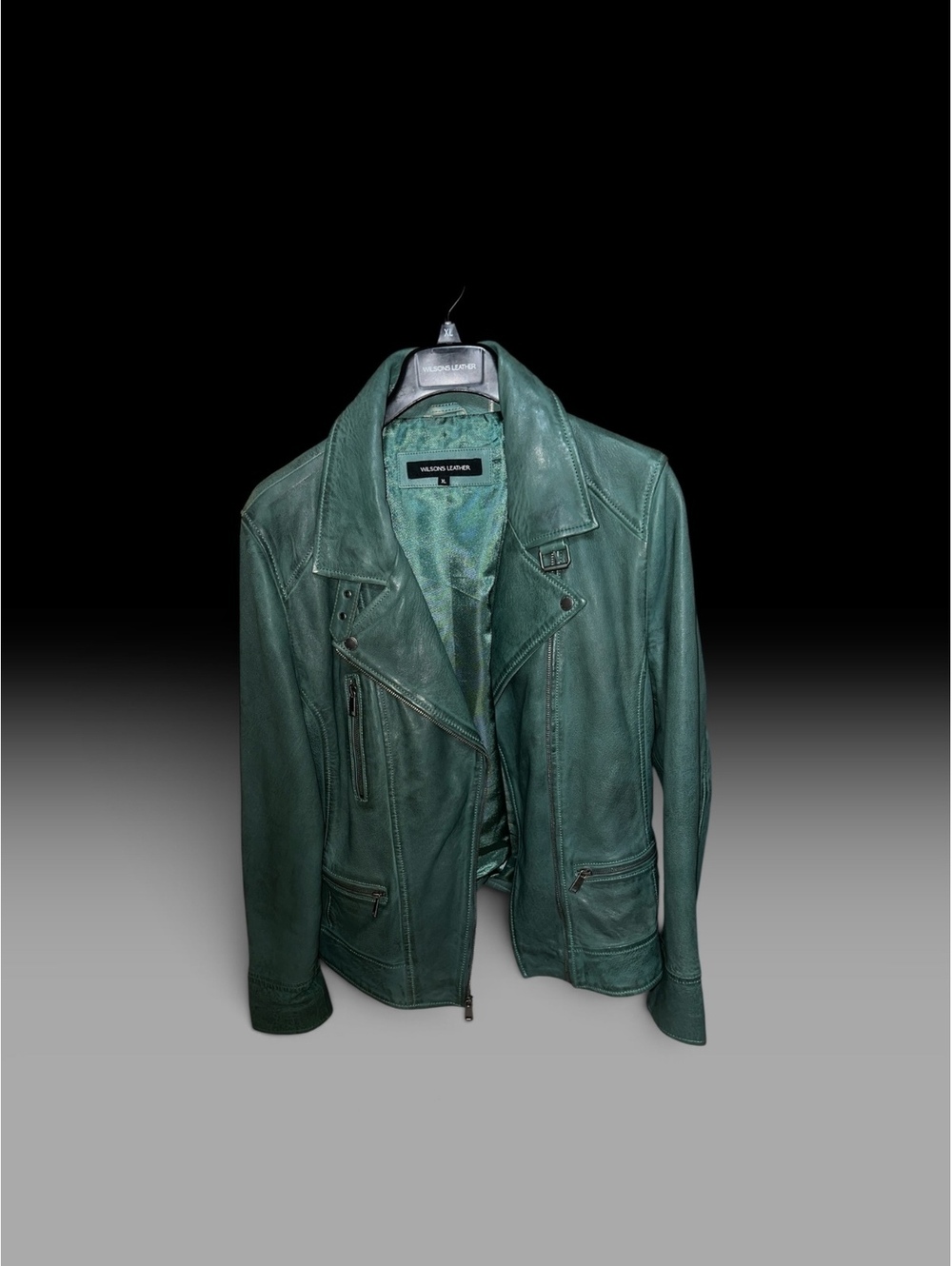 Wilson’s Leather Marisa Asymmetrical Moto Green Jacket XL